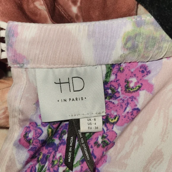 HD In Paris For Anthropology Floral Short Sleeve Dress Size 4 - Picture 3 of 7